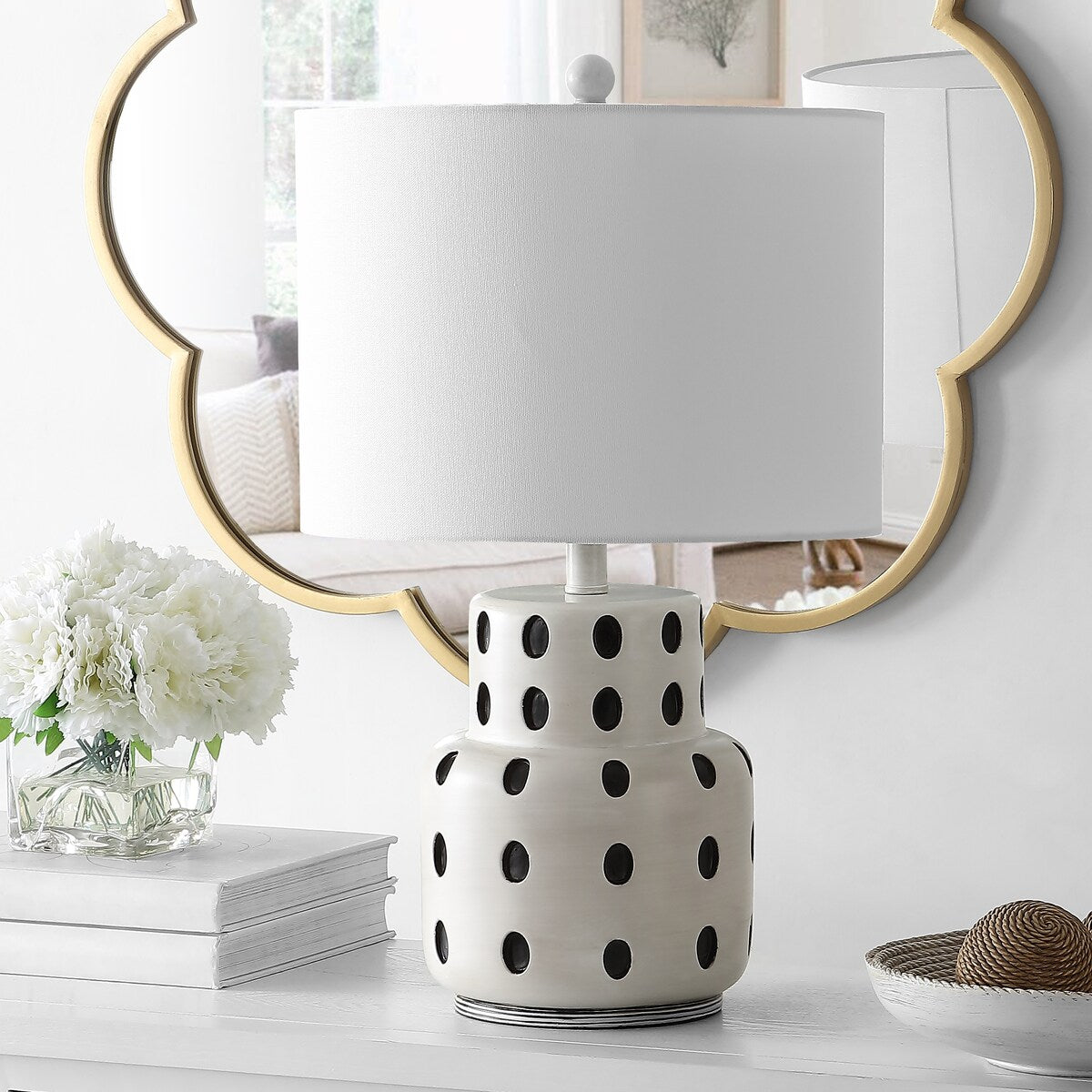 SAFAVIEH Lighting Vuokko 22-inch Polka Dot LED Table Lamp - 14" W x 14" L x 22.25" H - 14Wx14Dx22H