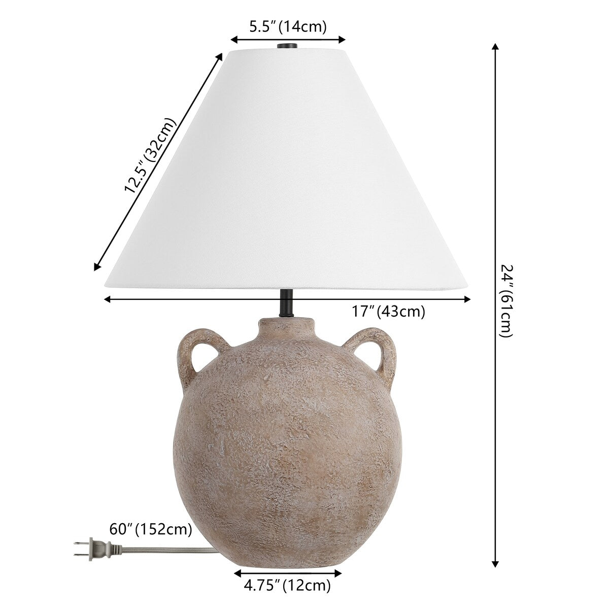 SAFAVIEH Lighting Yanina Ceramic 24-inch Urn Jug Style Table Lamp (LED Bulb Included) - 17 In. W x 17 In. D x 24 In. H