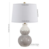 SAFAVIEH Lighting Yulija Ivory/Moss Green Ceramic LED Table Lamp - 15" W x 15" L x 24.5" H - 15Wx15Dx25H