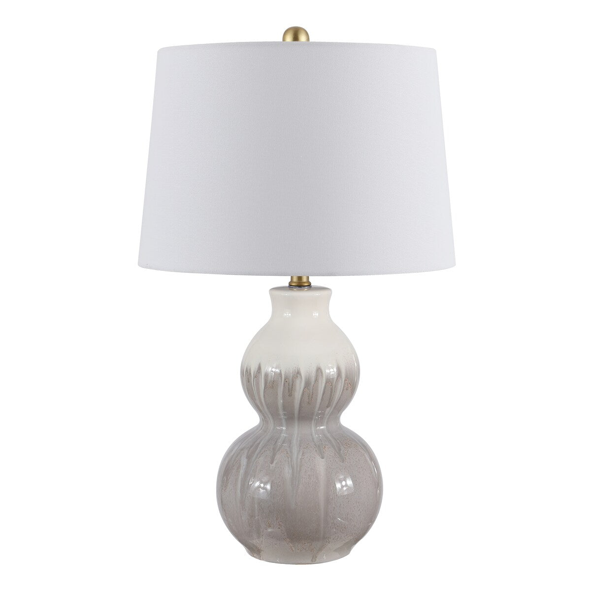 SAFAVIEH Lighting Yulija Ivory/Moss Green Ceramic LED Table Lamp - 15" W x 15" L x 24.5" H - 15Wx15Dx25H