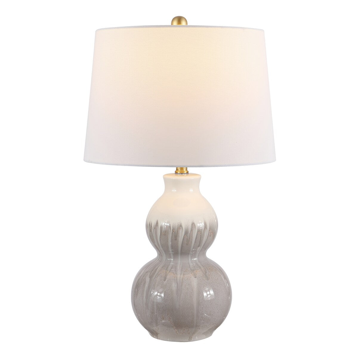 SAFAVIEH Lighting Yulija Ivory/Moss Green Ceramic LED Table Lamp - 15" W x 15" L x 24.5" H - 15Wx15Dx25H