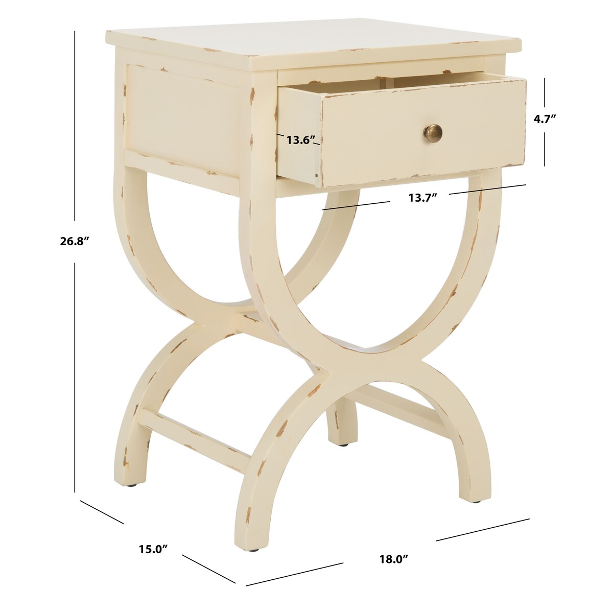 SAFAVIEH Liller 1-Drawer Accent Table Nightstand (Fully Assembled) - 18" W x 15" D x 27" H - 18Wx15Dx27H