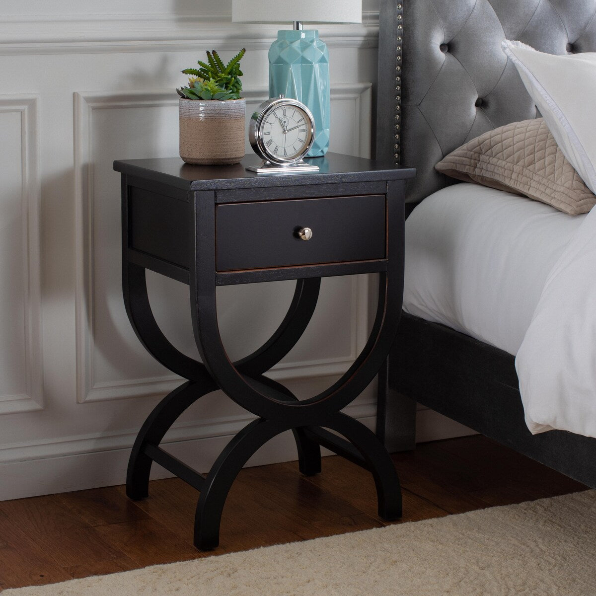 SAFAVIEH Liller 1-Drawer Accent Table Nightstand (Fully Assembled) - 18" W x 15" D x 27" H - 18Wx15Dx27H