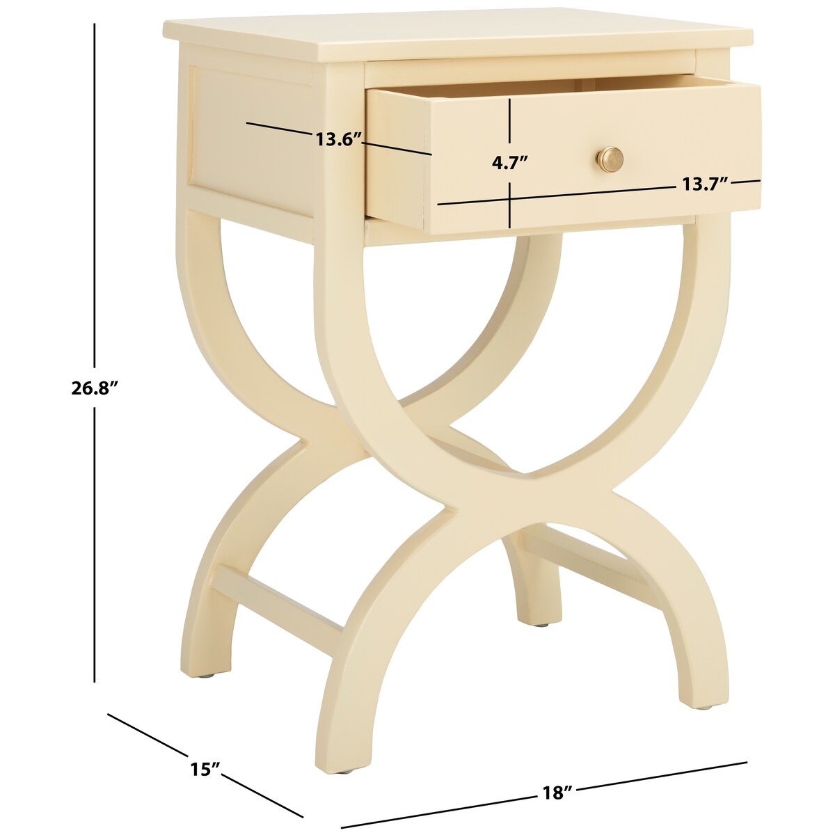 SAFAVIEH Liller 1-Drawer Accent Table Nightstand (Fully Assembled) - 18" W x 15" D x 27" H - 18Wx15Dx27H