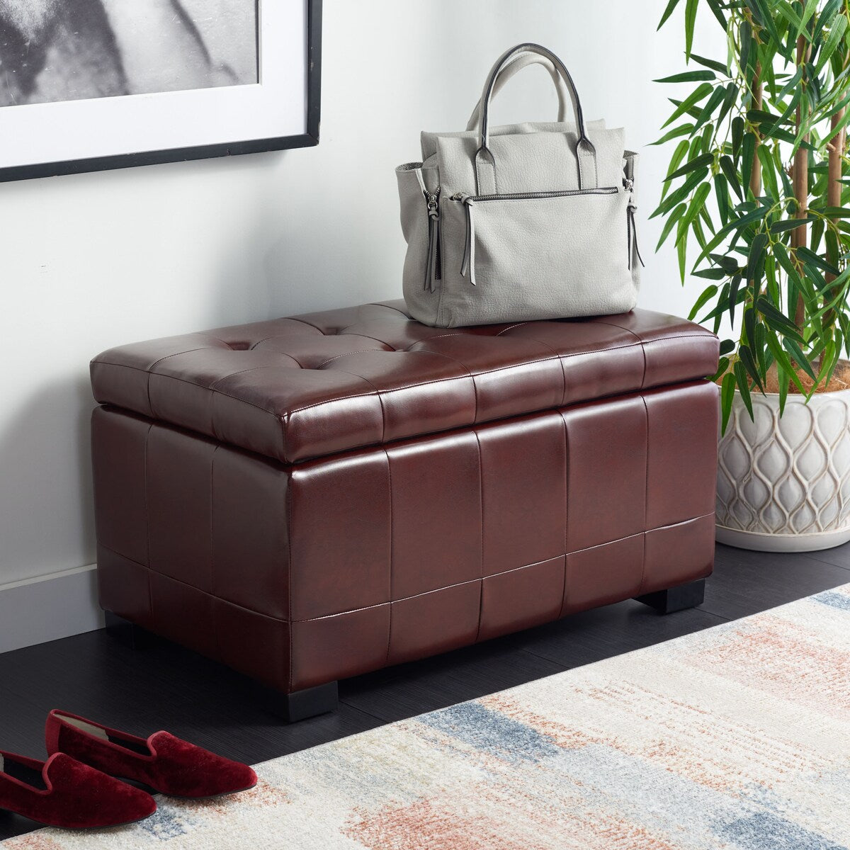 SAFAVIEH Lissa Storage Tufted Ottoman Bench