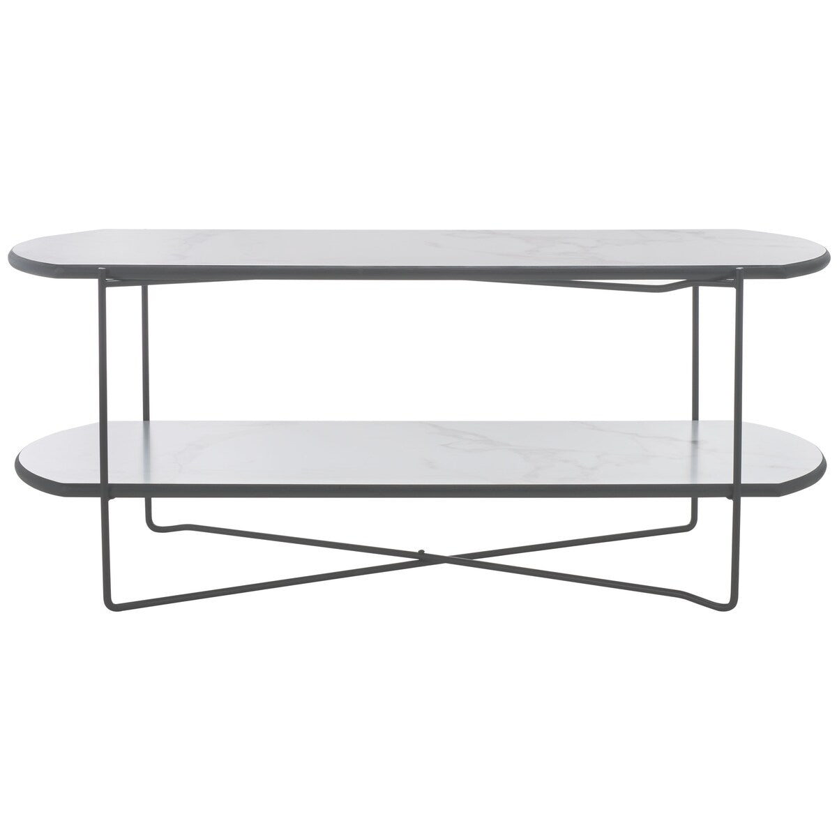 SAFAVIEH Litha Coffee Table with Lower Shelf - 43.3 In. W x 16.5 In. D x 17.7 In. H - 43Wx17Dx18H