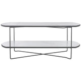 SAFAVIEH Litha Coffee Table with Lower Shelf - 43.3 In. W x 16.5 In. D x 17.7 In. H - 43Wx17Dx18H