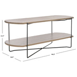 SAFAVIEH Litha Coffee Table with Lower Shelf - 43.3 In. W x 16.5 In. D x 17.7 In. H - 43Wx17Dx18H