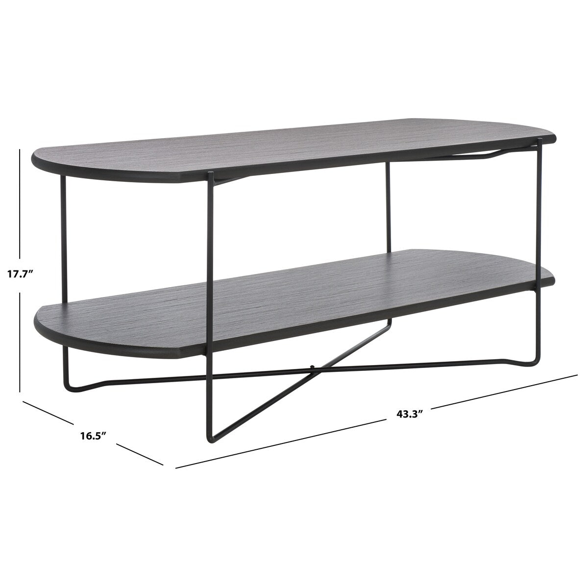 SAFAVIEH Litha Coffee Table with Lower Shelf - 43.3 In. W x 16.5 In. D x 17.7 In. H - 43Wx17Dx18H