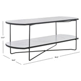 SAFAVIEH Litha Coffee Table with Lower Shelf - 43.3 In. W x 16.5 In. D x 17.7 In. H - 43Wx17Dx18H