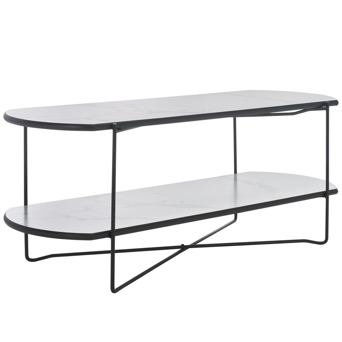 SAFAVIEH Litha Coffee Table with Lower Shelf - 43.3 In. W x 16.5 In. D x 17.7 In. H - 43Wx17Dx18H