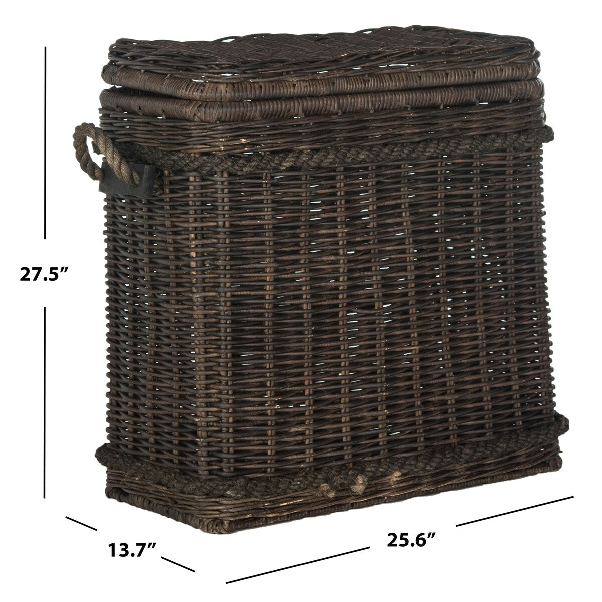 SAFAVIEH Lizica Dark Natural Rattan Storage Trunk - Dark Natural - 25.6" x 13.7" x 27.5" - 26Wx14Dx28H