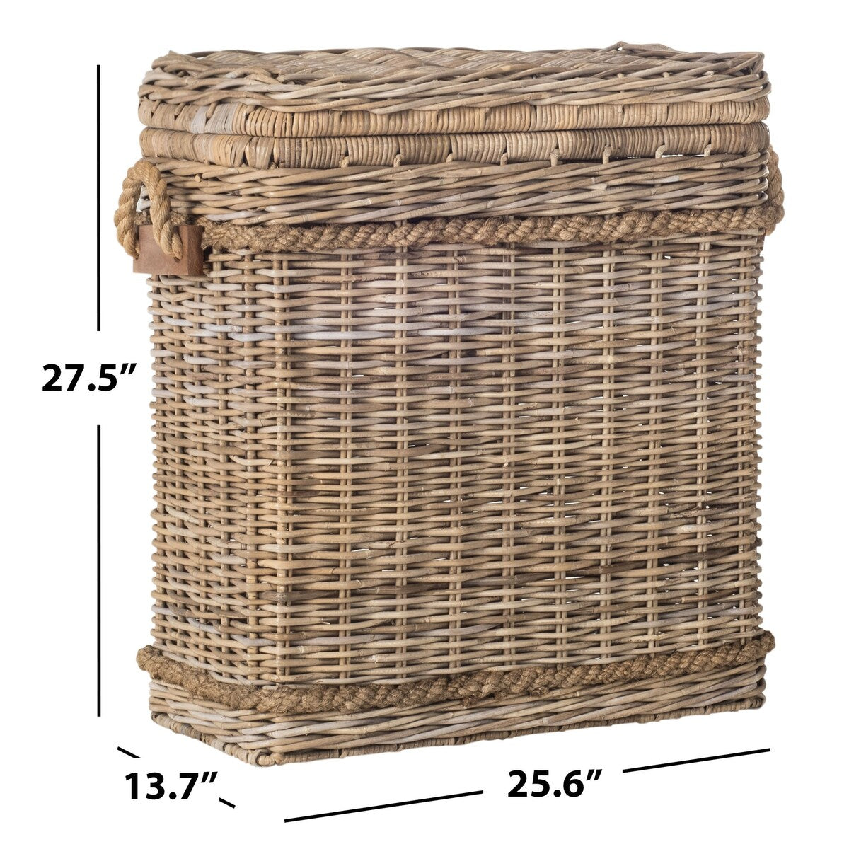 SAFAVIEH Lizica Grey Natural Rattan Storage Trunk - 25.6" x 13.7" x 27.5" - 26Wx14Dx28H