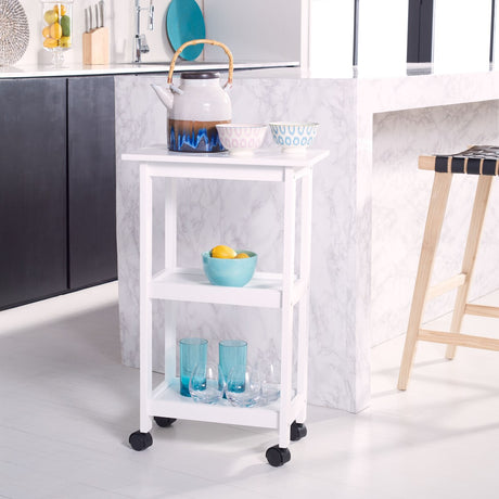 SAFAVIEH Loriann 2-Shelf Kitchen Bar Cart with Wheels - 20" W x 12" L x 33" H - 20Wx12Dx33H