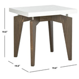 SAFAVIEH Loris Mid-Century Modern White/ Dark Brown Lacquer End Table - 19.6" x 19.6" x 19.6" - 20Wx20Dx20H