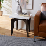 SAFAVIEH Loris Mid-Century Modern White/ Dark Brown Lacquer End Table - 19.6" x 19.6" x 19.6" - 20Wx20Dx20H