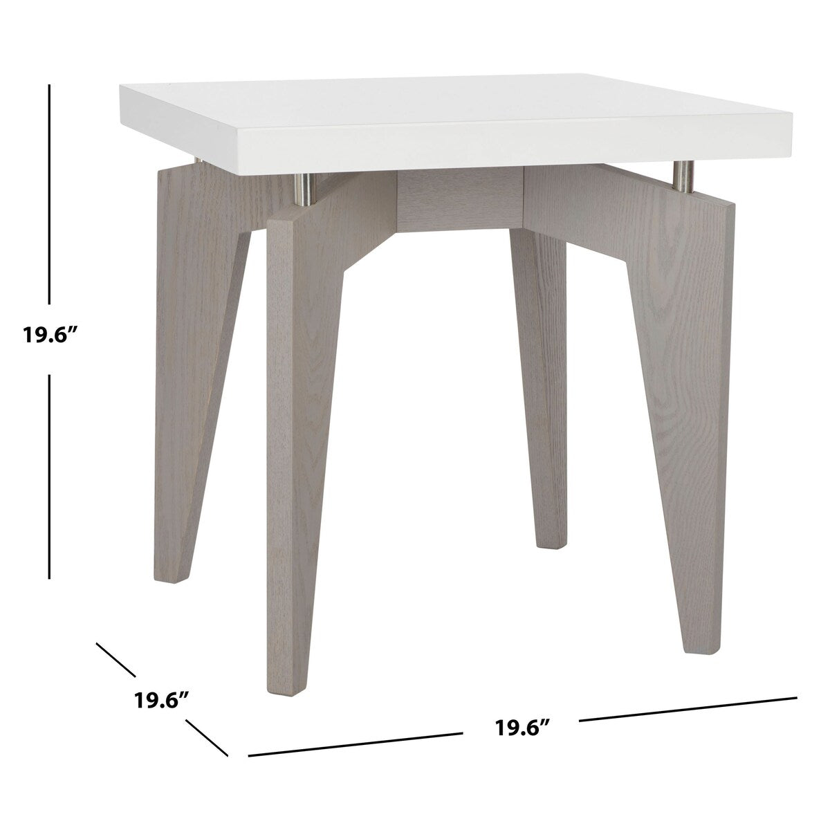 SAFAVIEH Loris Mid-Century Modern White/ Dark Brown Lacquer End Table - 19.6" x 19.6" x 19.6" - 20Wx20Dx20H