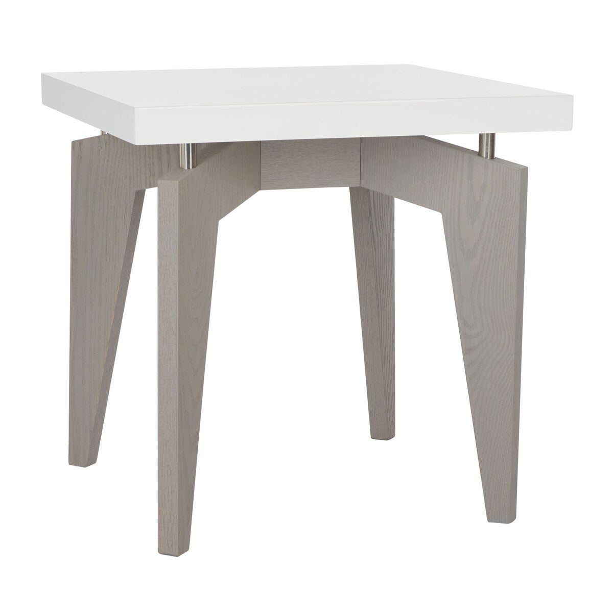 SAFAVIEH Loris Mid-Century Modern White/ Dark Brown Lacquer End Table - 19.6" x 19.6" x 19.6" - 20Wx20Dx20H