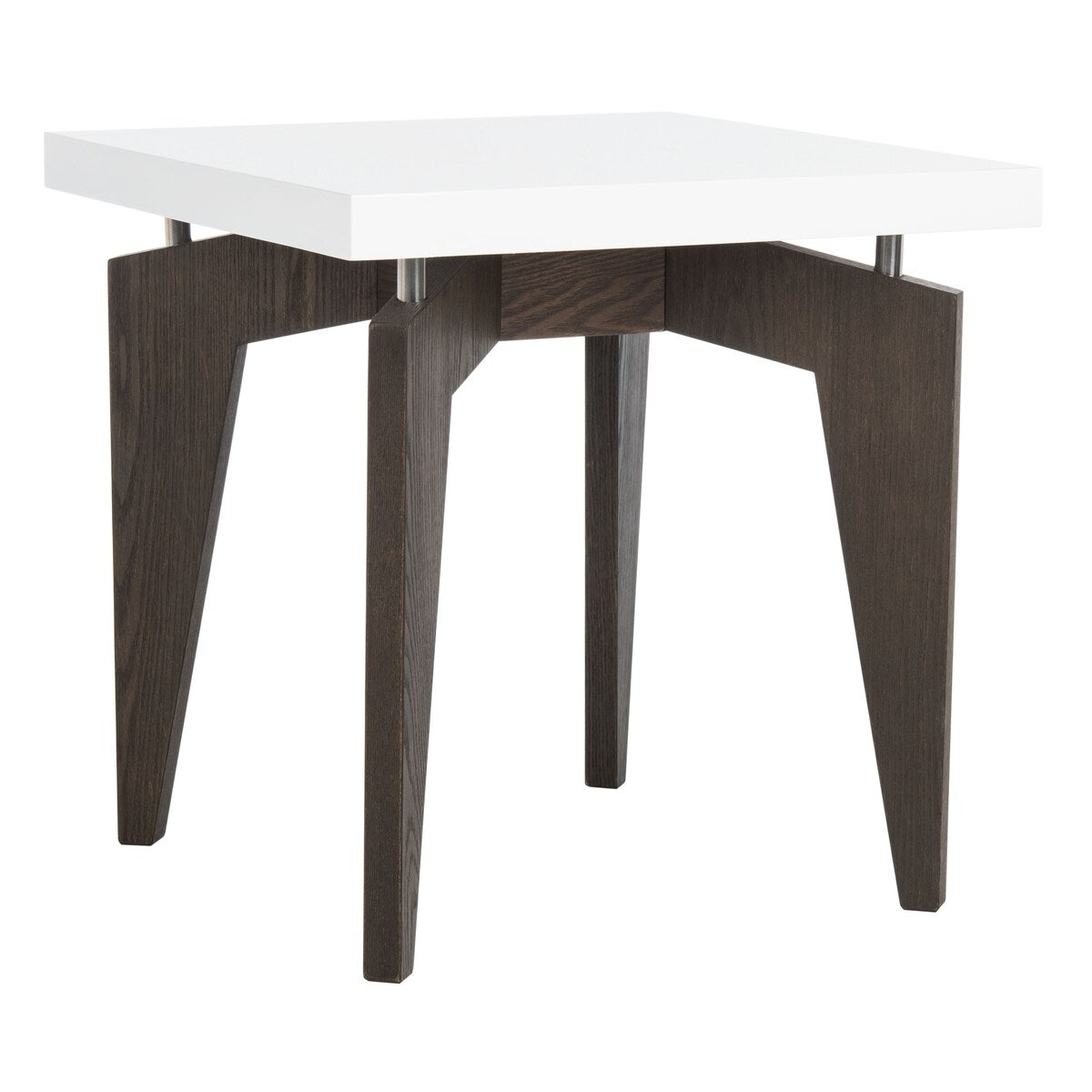 SAFAVIEH Loris Mid-Century Modern White/ Dark Brown Lacquer End Table - 19.6" x 19.6" x 19.6" - 20Wx20Dx20H