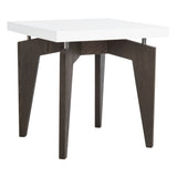 SAFAVIEH Loris Mid-Century Modern White/ Dark Brown Lacquer End Table - 19.6" x 19.6" x 19.6" - 20Wx20Dx20H