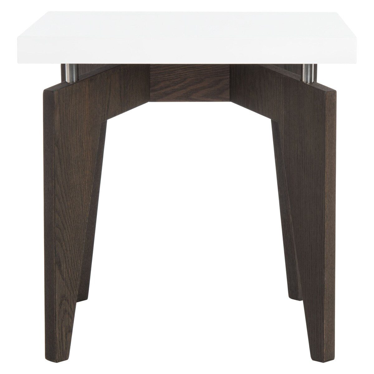 SAFAVIEH Loris Mid-Century Modern White/ Dark Brown Lacquer End Table - 19.6" x 19.6" x 19.6" - 20Wx20Dx20H