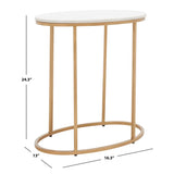 SAFAVIEH Louvenia Marble Top Oval Side Table - 23 In. W x 13 In. D x 24 In. H - 23Wx13Dx24H