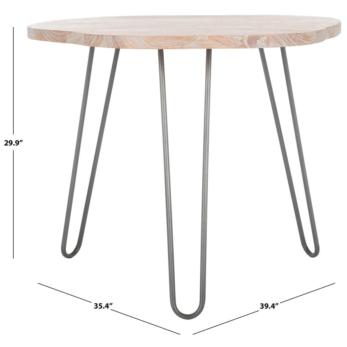 SAFAVIEH Lozka Wood Top Grey / White Wash Dining Table - 39.4" x 35.4" x 29.9" - 39Wx35Dx30H