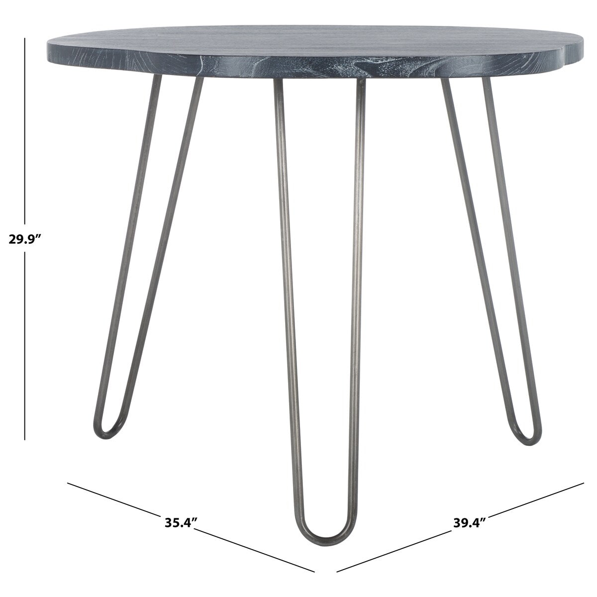 SAFAVIEH Lozka Wood Top Grey / White Wash Dining Table - 39.4" x 35.4" x 29.9" - 39Wx35Dx30H