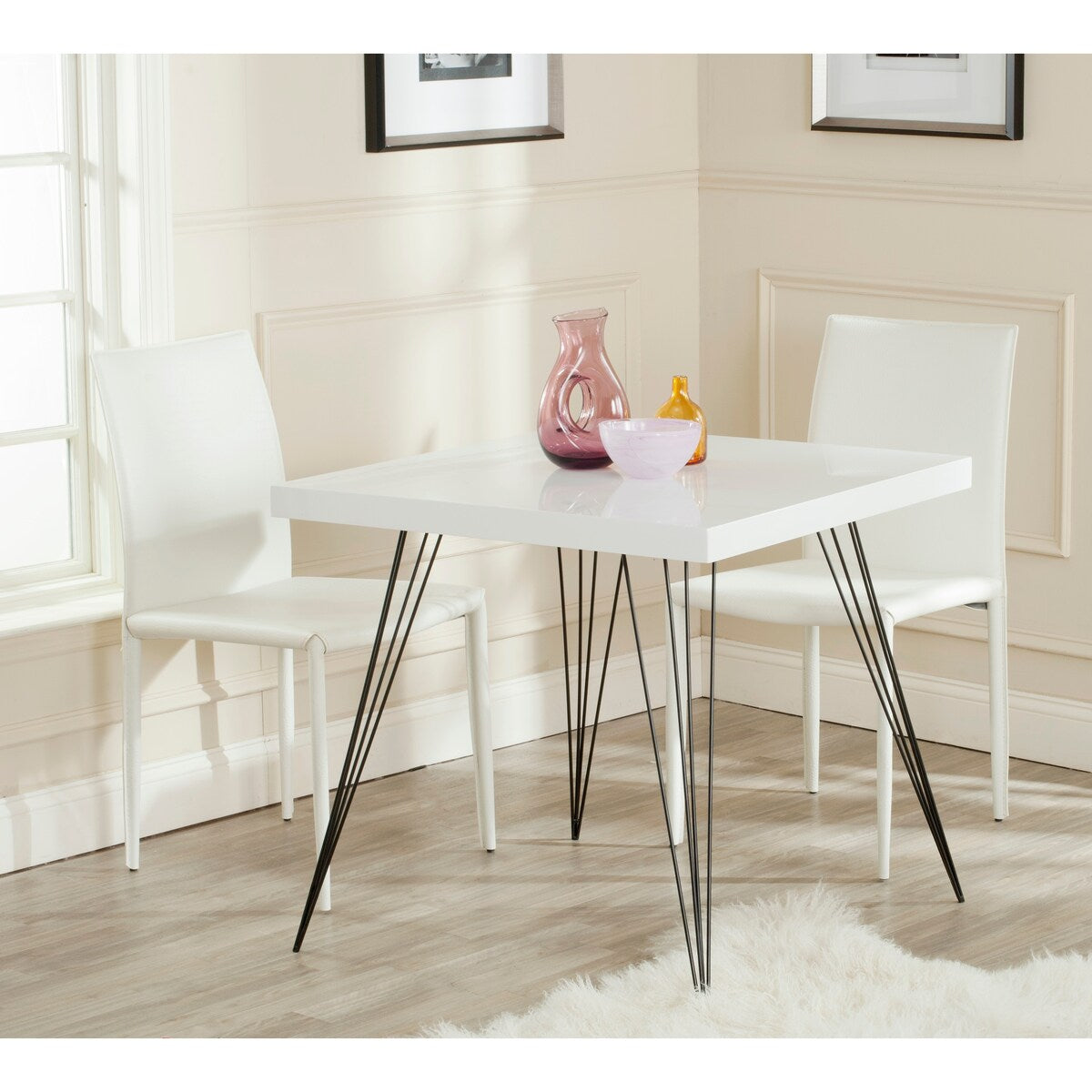 SAFAVIEH Luanne Mid-Century White/ Black Lacquer Accent Table - 31.5" x 31.5" x 29.5" - 32Wx32Dx30H