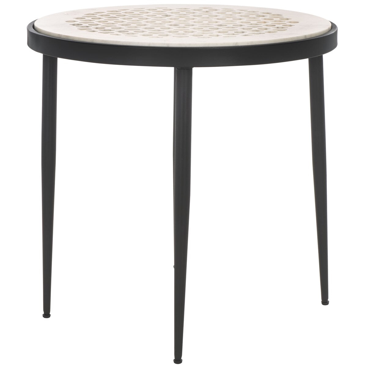 SAFAVIEH Lucia Marble Round Top Side Table (Fully Assembled) - 19 In. W x 19 In. D x 19 In. H - 19Wx19Dx19H