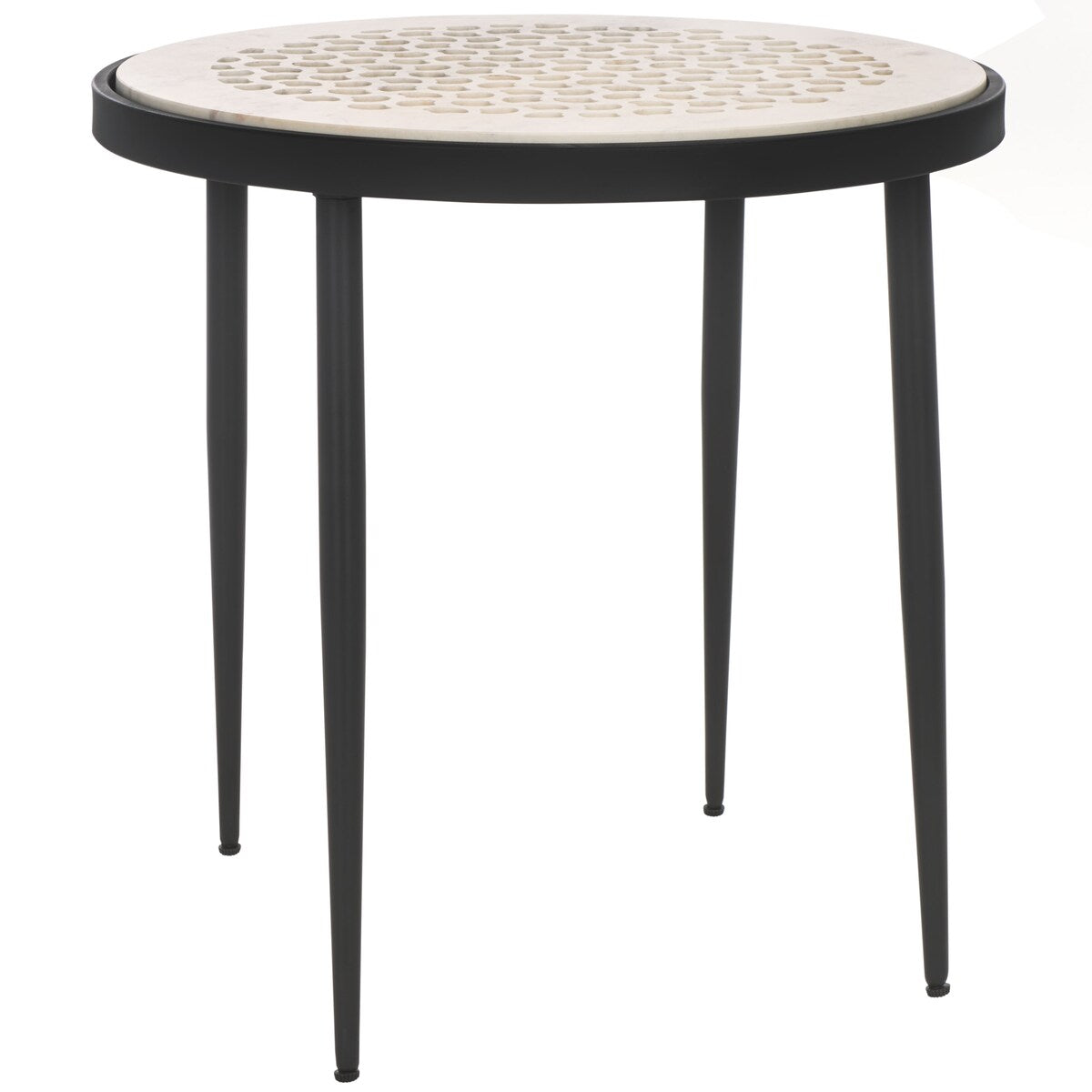 SAFAVIEH Lucia Marble Round Top Side Table (Fully Assembled) - 19 In. W x 19 In. D x 19 In. H - 19Wx19Dx19H