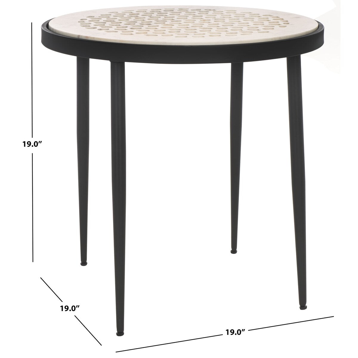 SAFAVIEH Lucia Marble Round Top Side Table (Fully Assembled) - 19 In. W x 19 In. D x 19 In. H - 19Wx19Dx19H