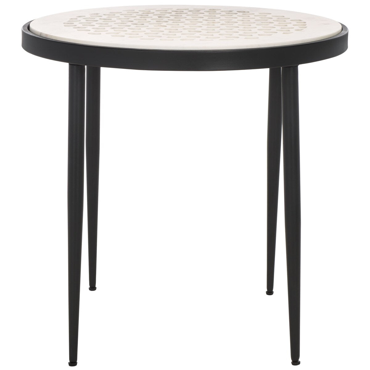 SAFAVIEH Lucia Marble Round Top Side Table (Fully Assembled) - 19 In. W x 19 In. D x 19 In. H - 19Wx19Dx19H