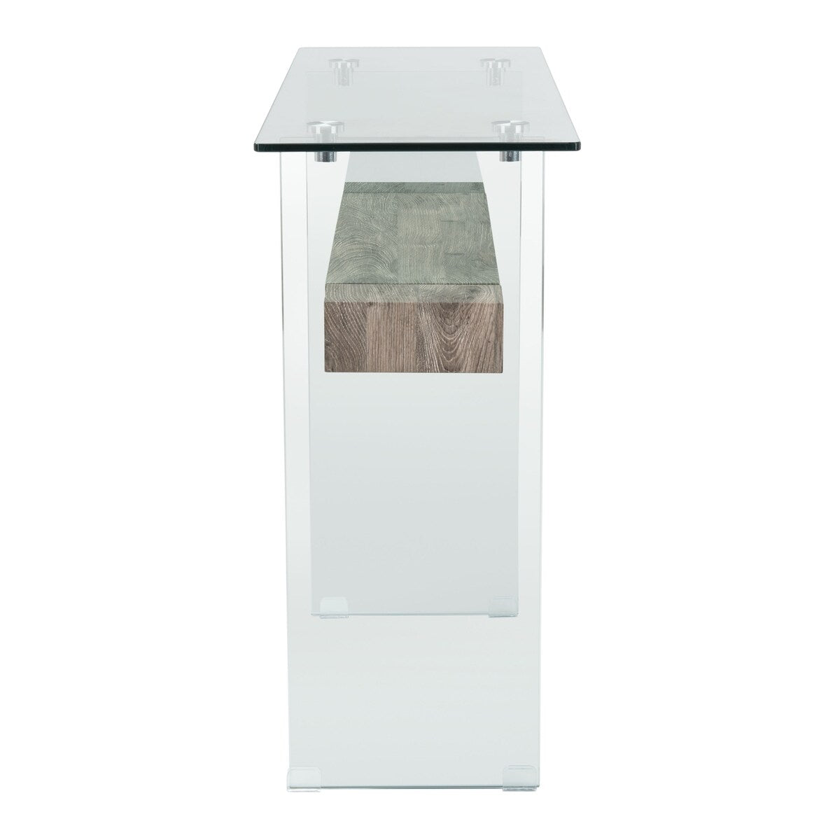 SAFAVIEH Luda Modern Rectangular Natural/ Glass Console Table - 39.4" x 13.8" x 31.5" - 39Wx14Dx32H