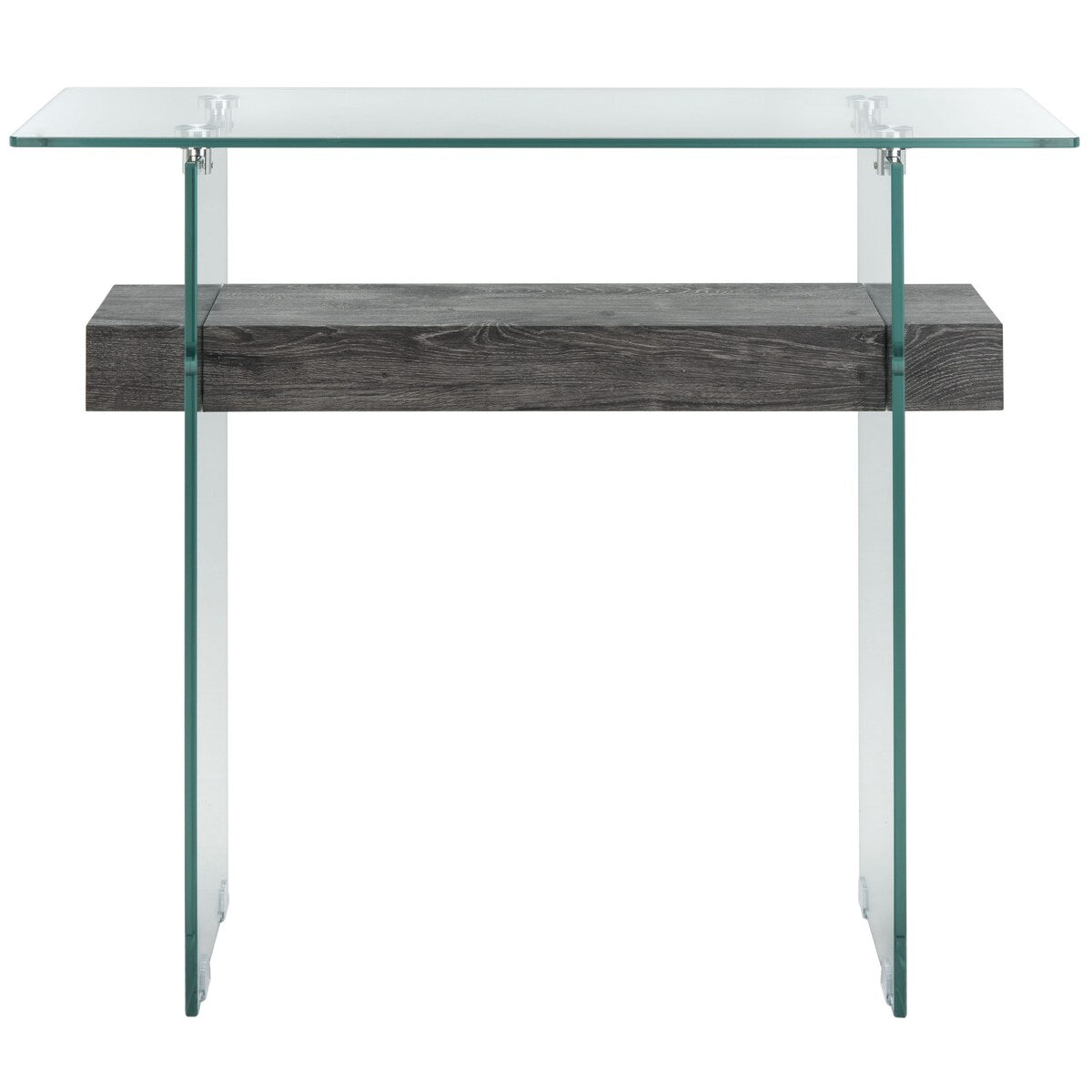 SAFAVIEH Luda Modern Rectangular Natural/ Glass Console Table - 39.4" x 13.8" x 31.5" - 39Wx14Dx32H