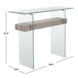 SAFAVIEH Luda Modern Rectangular Natural/ Glass Console Table - 39.4" x 13.8" x 31.5" - 39Wx14Dx32H