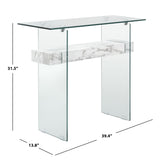 SAFAVIEH Luda Modern Rectangular Natural/ Glass Console Table - 39.4" x 13.8" x 31.5" - 39Wx14Dx32H