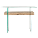 SAFAVIEH Luda Modern Rectangular Natural/ Glass Console Table - 39.4" x 13.8" x 31.5" - 39Wx14Dx32H