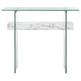 SAFAVIEH Luda Modern Rectangular Natural/ Glass Console Table - 39.4" x 13.8" x 31.5" - 39Wx14Dx32H