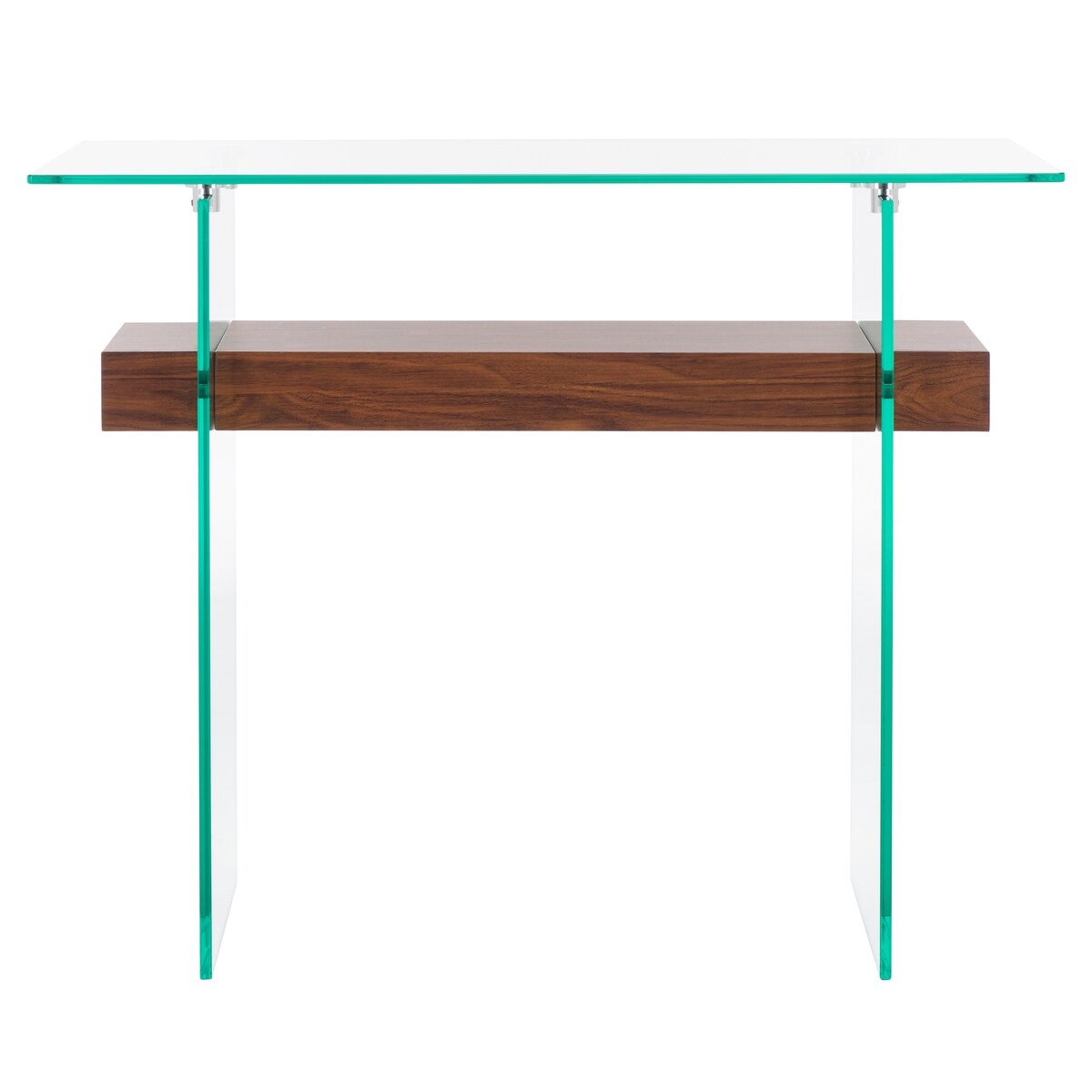 SAFAVIEH Luda Modern Rectangular Natural/ Glass Console Table - 39.4" x 13.8" x 31.5" - 39Wx14Dx32H