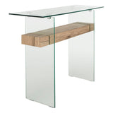 SAFAVIEH Luda Modern Rectangular Natural/ Glass Console Table - 39.4" x 13.8" x 31.5" - 39Wx14Dx32H