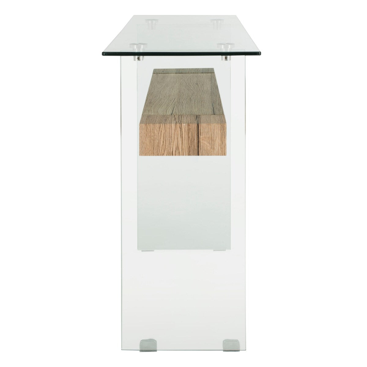 SAFAVIEH Luda Modern Rectangular Natural/ Glass Console Table - 39.4" x 13.8" x 31.5" - 39Wx14Dx32H