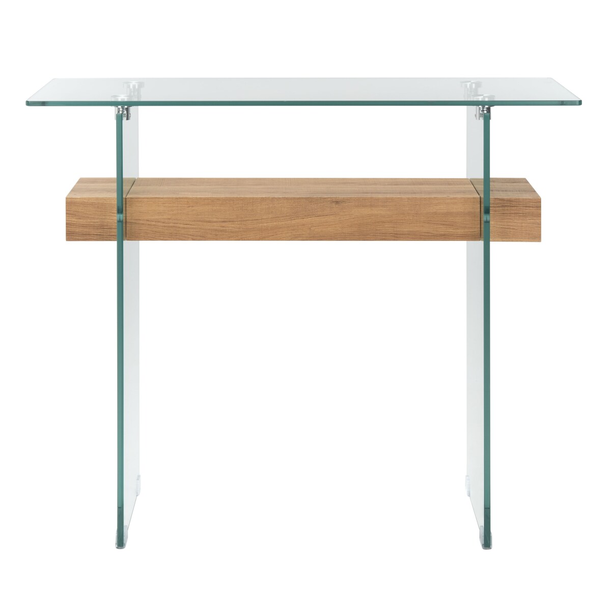 SAFAVIEH Luda Modern Rectangular Natural/ Glass Console Table - 39.4" x 13.8" x 31.5" - 39Wx14Dx32H