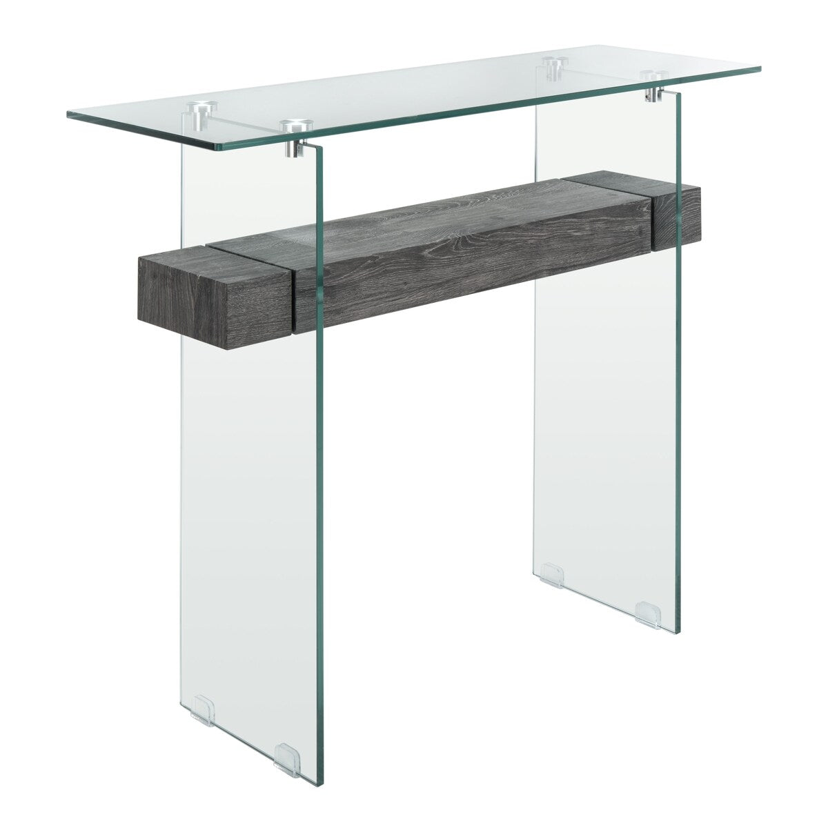 SAFAVIEH Luda Modern Rectangular Natural/ Glass Console Table - 39.4" x 13.8" x 31.5" - 39Wx14Dx32H