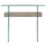 SAFAVIEH Luda Modern Rectangular Natural/ Glass Console Table - 39.4" x 13.8" x 31.5" - 39Wx14Dx32H