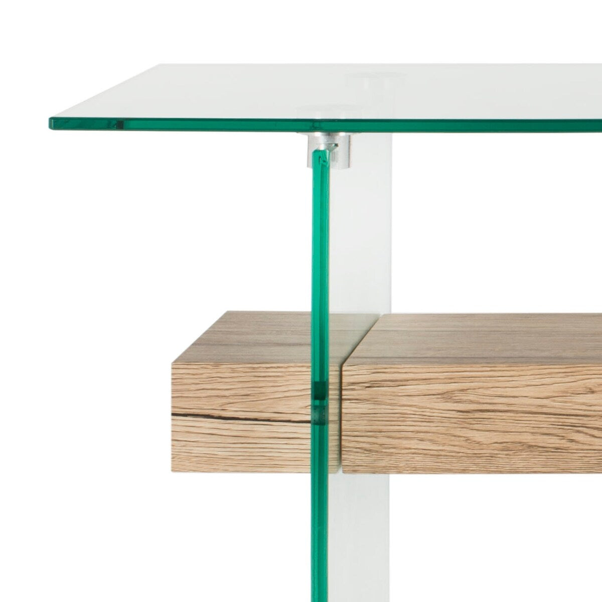 SAFAVIEH Luda Modern Rectangular Natural/ Glass Console Table - 39.4" x 13.8" x 31.5" - 39Wx14Dx32H