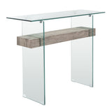 SAFAVIEH Luda Modern Rectangular Natural/ Glass Console Table - 39.4" x 13.8" x 31.5" - 39Wx14Dx32H