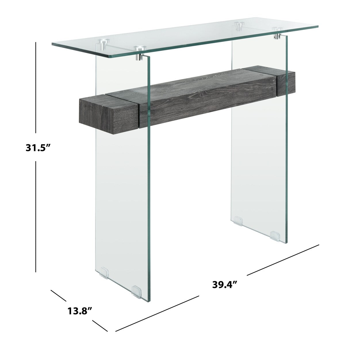 SAFAVIEH Luda Modern Rectangular Natural/ Glass Console Table - 39.4" x 13.8" x 31.5" - 39Wx14Dx32H