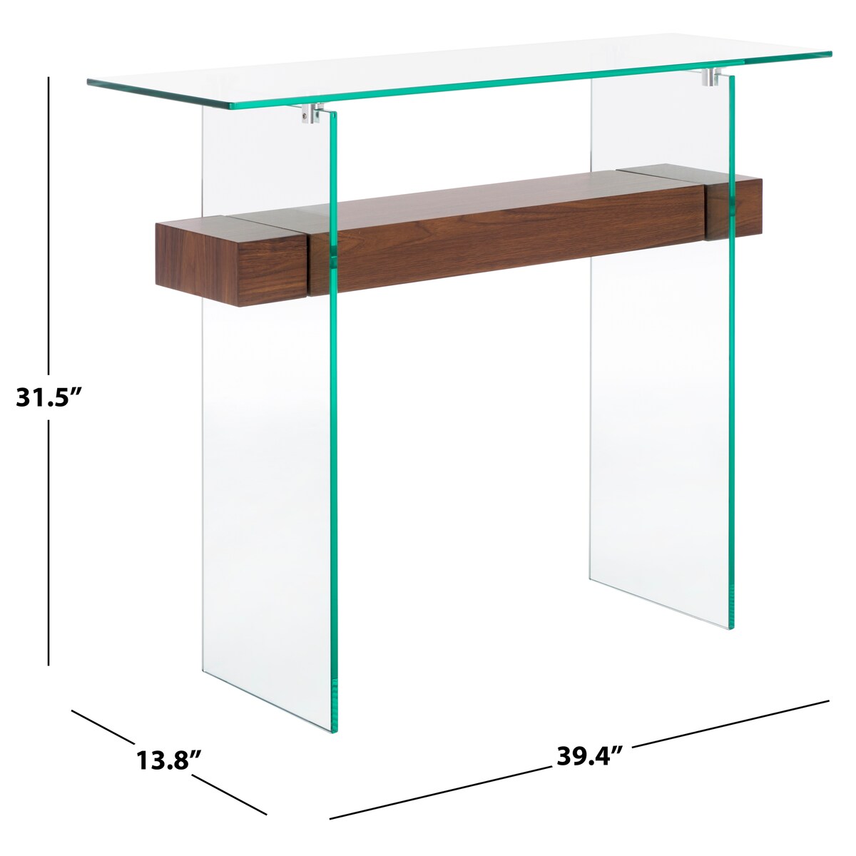 SAFAVIEH Luda Modern Rectangular Natural/ Glass Console Table - 39.4" x 13.8" x 31.5" - 39Wx14Dx32H