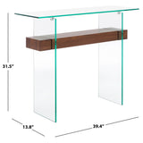 SAFAVIEH Luda Modern Rectangular Natural/ Glass Console Table - 39.4" x 13.8" x 31.5" - 39Wx14Dx32H